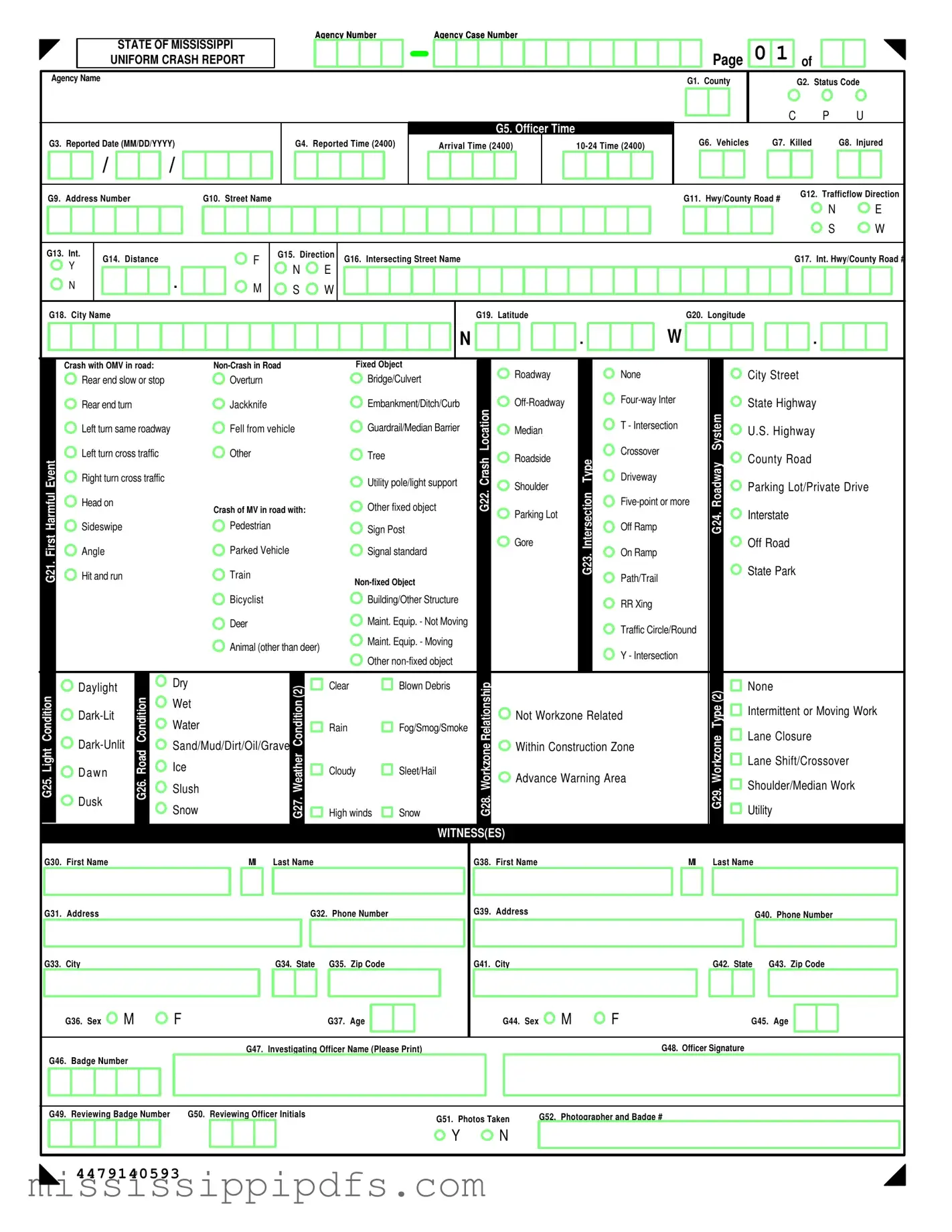 Download Mississippi Accident Report Form