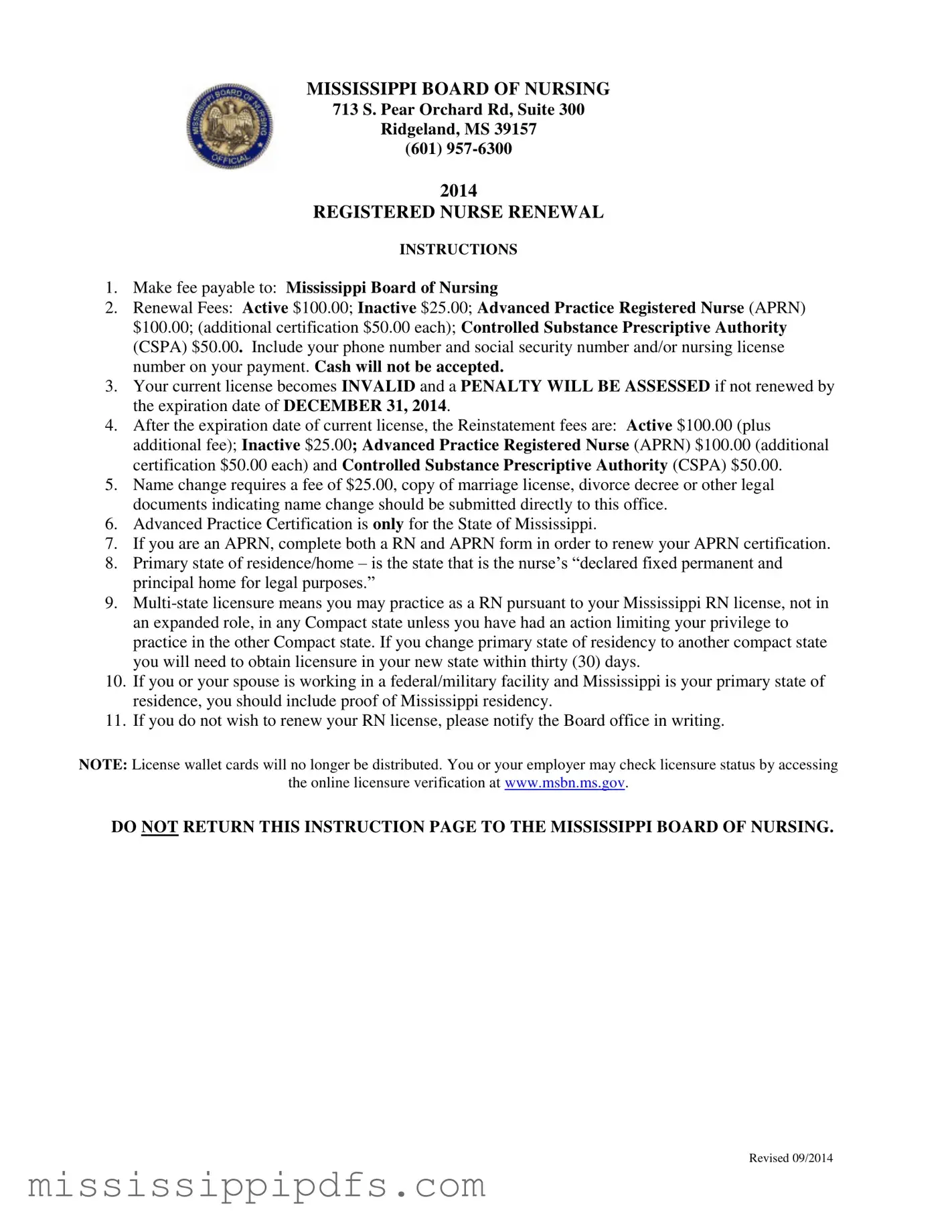 Download Mississippi Nurse Renewal Form