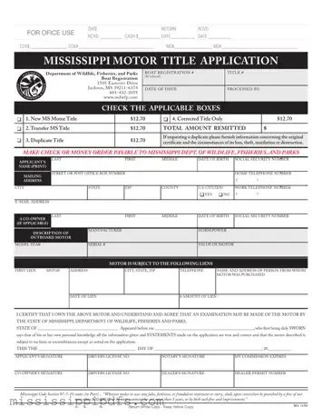 Download Certificate Of Title For Mississippi Form