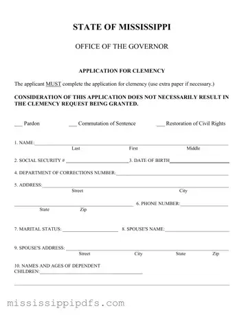 Download Mississippi Clemency Form